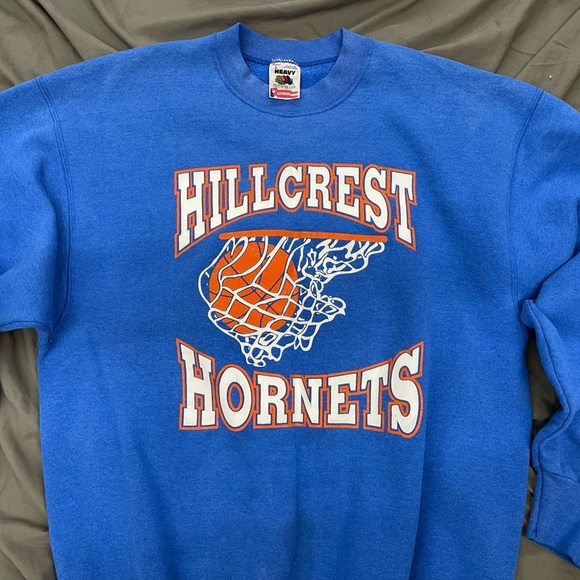 Vintage Hillcrest Hornets Basketball Heavy Duty Pullover Sweatshirt Size Large - Picture 2 of 4